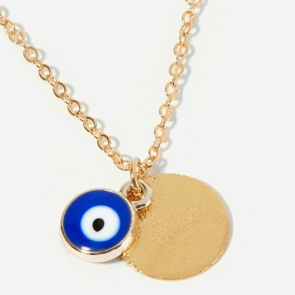 JOSIE Blue and Gold Evil Eye Pendant Necklace
